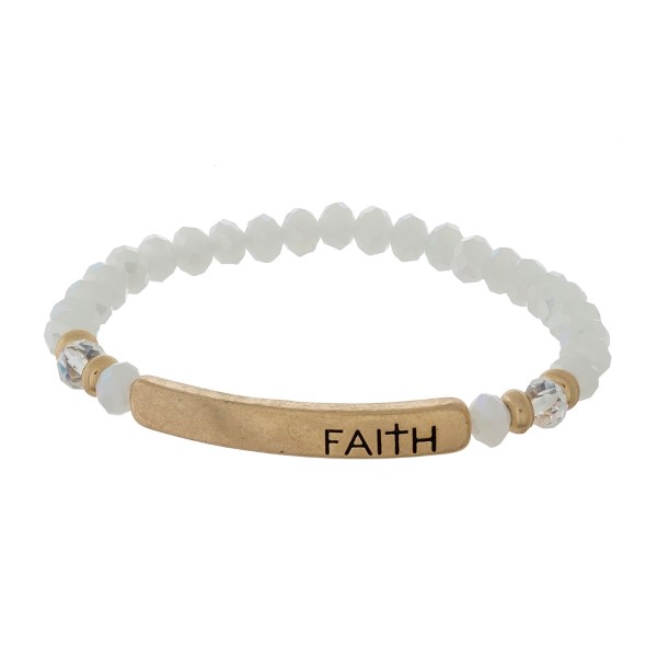 Wholesale beaded stretch bracelet bar stamped Faith