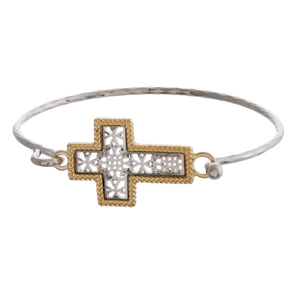 Wholesale gold bangle bracelet filigree cross