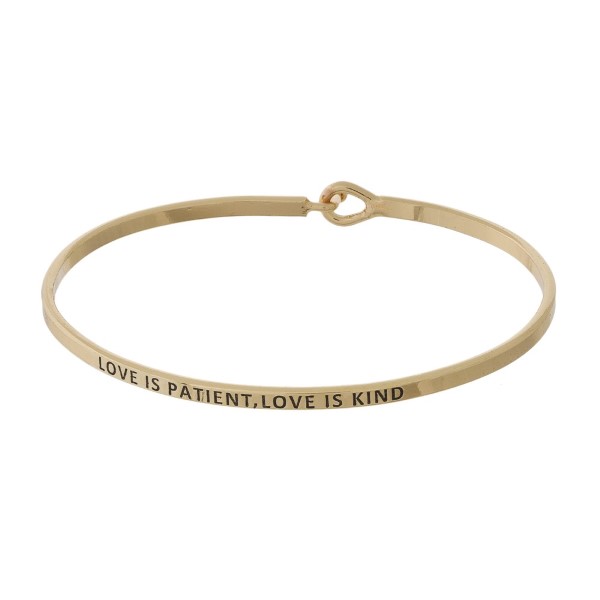 Wholesale love Patient Love Kind Inspirational Bangle Bracelet Hook Closure Dia