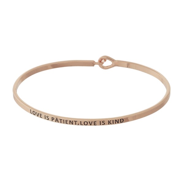 Wholesale love Patient Love Kind Inspirational Bangle Bracelet Hook Closure Dia