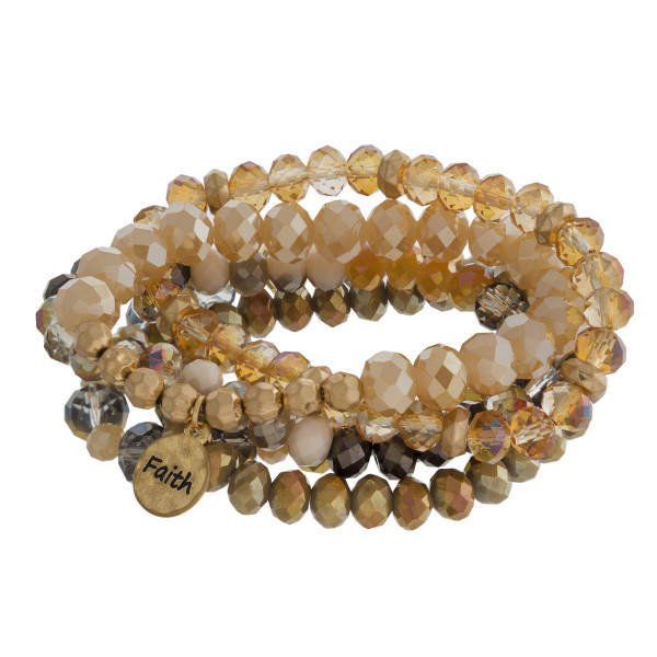 Wholesale faceted bead stretch five bracelet set