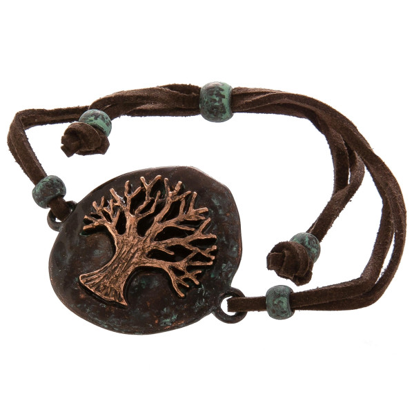 Wholesale leather bracelet Tree Life charm adjustable straps Approximate pendant