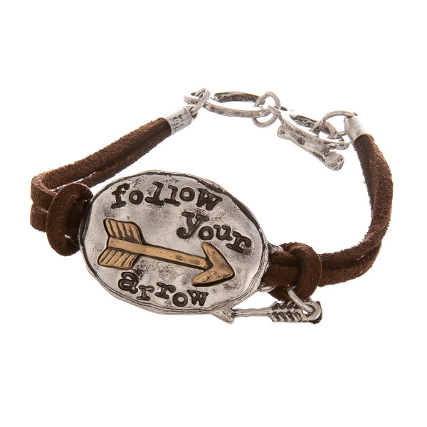 Wholesale faux leather bracelet arrow Follow Arrow engraved