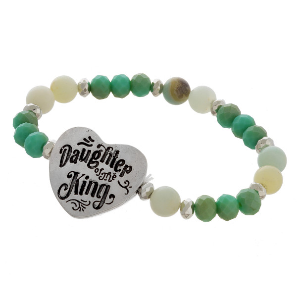 Wholesale beaded stretch bracelet engraved message Daughter king Proverbs Approx
