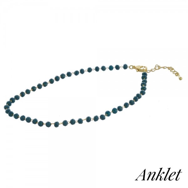 Wholesale beaded anklet faceted bead details diameter Fits up ankle