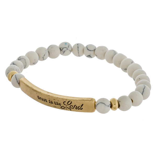 Inspirational Semi Precious Beaded Stretch Bracelet.

"Trust in the Lord" 

- Approximately 3" in Diameter