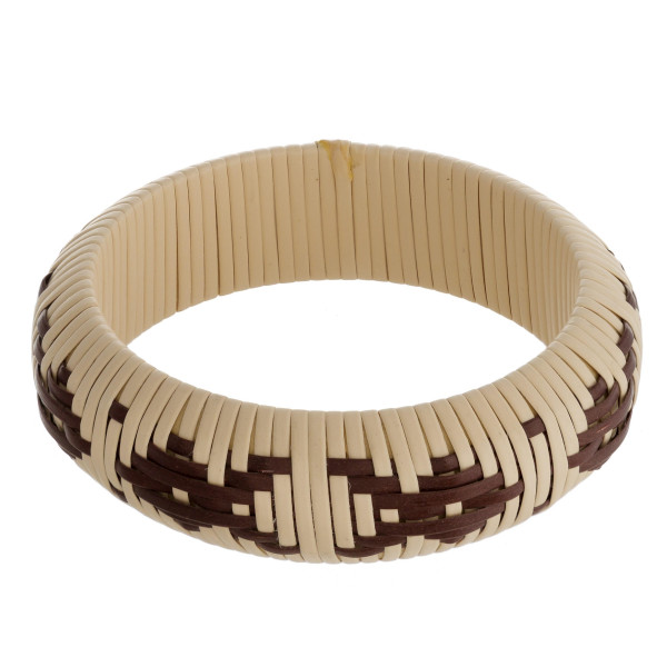 Wholesale rattan woven wrapped bangle bracelet western inspired pattern diameter