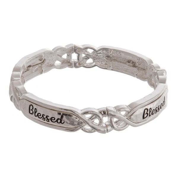 Wholesale blessed engraved metal stretch bracelet diameter unstretched Fits up w