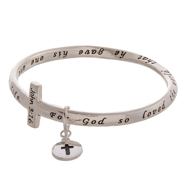 Wholesale inspirational metal bangle bracelet John engraved details God so loved