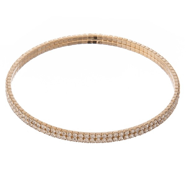 Wholesale rhinestone bangle bracelet Double strand diameter Fits up wrist