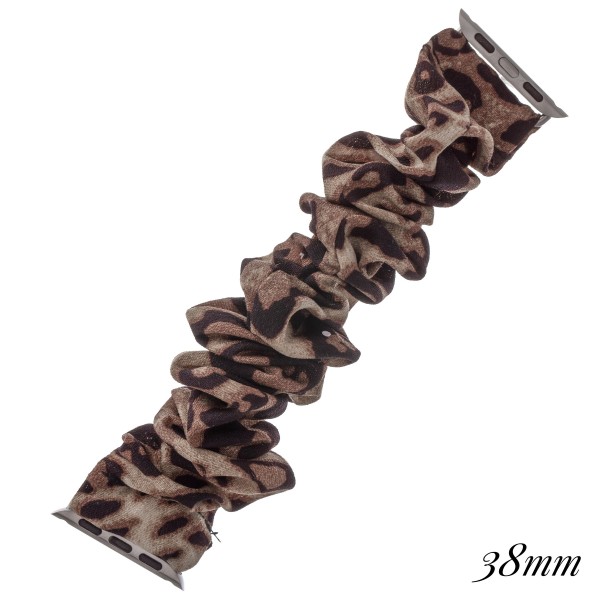 Interchangeable Leopard Print Srunchie Smart Watch Band for Smart Watches.

- 
- Fits 38mm watch face
- Approximately 3" in diameter
- Fits up to a 9" wrist