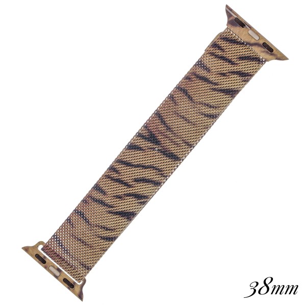 Wholesale interchangeable magnetic metal mesh Tiger print smart watch band smart