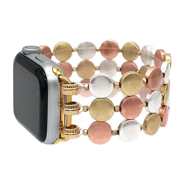 Wholesale interchangeable Multi Steel Disc Beaded Stretch Watch Band Bracelet Sm