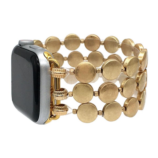 Wholesale interchangeable Steel Disc Beaded Stretch Watch Band Bracelet Smart Wa