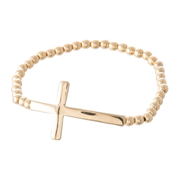 Beaded Cross Stretch Bracelet.
- Cross 1.5" 
- Approximately 3" in Diameter
- Fits up to a 7" Wrist