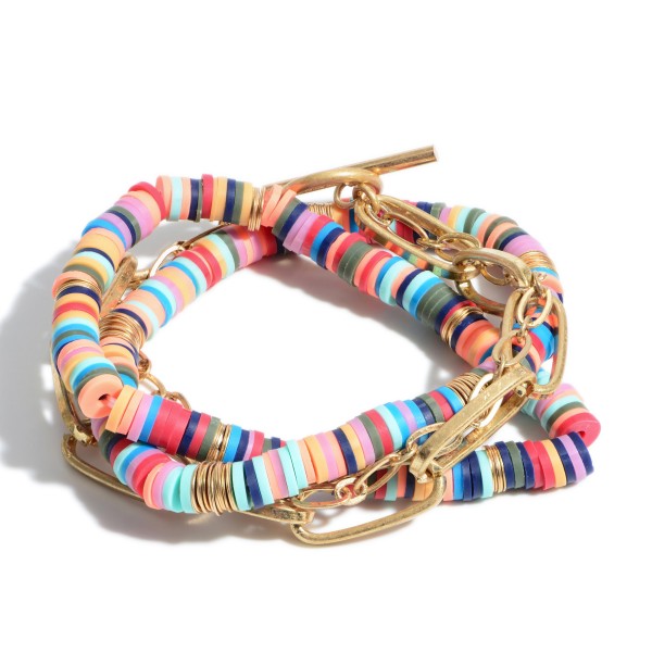 Wholesale pC Rubber Beaded Chain Link Stretch Bracelet Set PC Per Set PC Chain