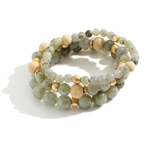 Wholesale set Three Beaded Natural Stone Bracelets Diameter