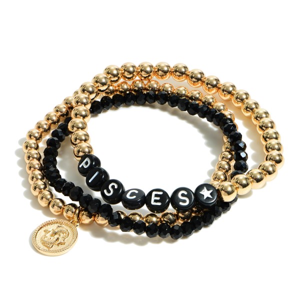 Wholesale set Three Zodiac Themed Beaded Stretch Bracelets Diameter