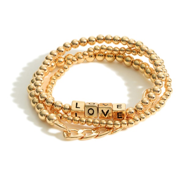 Wholesale set Three Metal Bracelets Block Letters Say Love Diameter