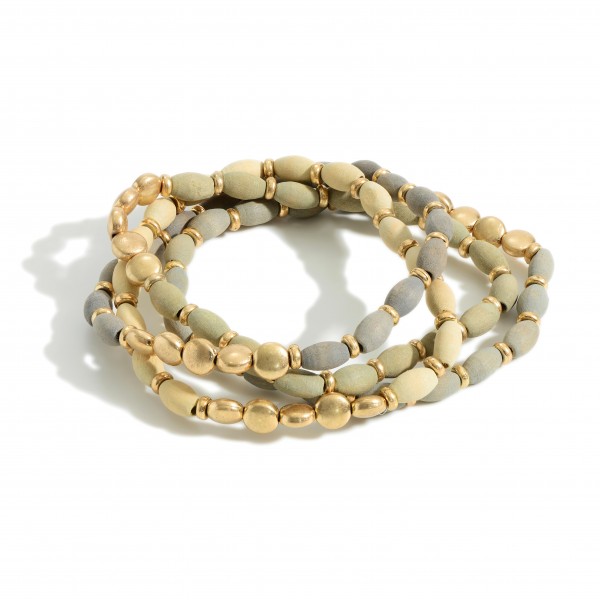 Wholesale set Four Beaded Bracelets Gold Accents Diameter