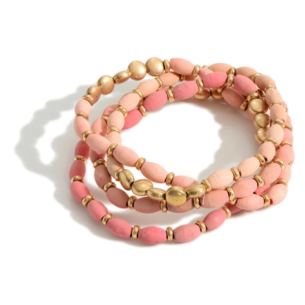 Wholesale set Four Beaded Bracelets Gold Accents Diameter