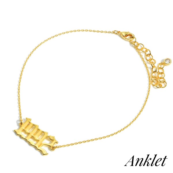 Gold Dipped 1992 Birth Year Anklet.

- Gold Dipped
- Approximately 3" in Diameter
- Extender Approximately 2" Long