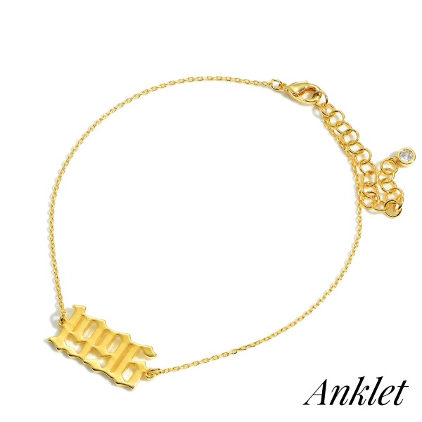 Wholesale gold Dipped Birth Year Anklet Gold Dipped Diameter Extender Long