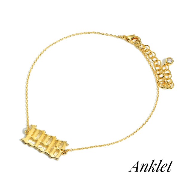 Wholesale gold Dipped Birth Year Anklet Gold Dipped Diameter Extender Long