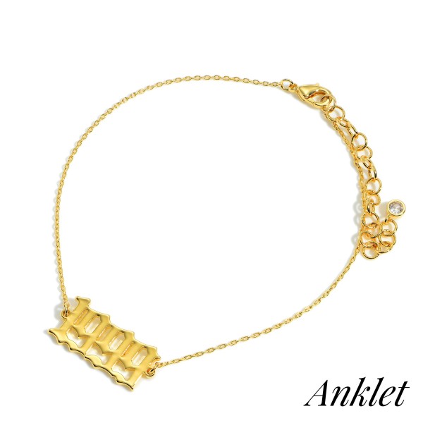 Wholesale gold Dipped Birth Year Anklet Gold Dipped Diameter Extender Long