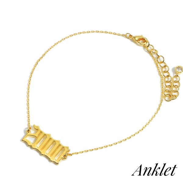 Wholesale gold Dipped Birth Year Anklet Gold Dipped Diameter Extender Long