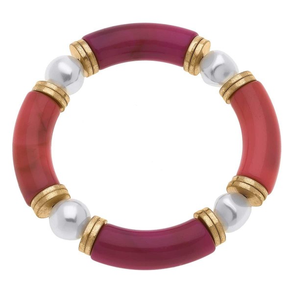 Beaded Stretch Bangle Featuring Pearl Accents.

- Approximately 2.5" in Diameter 