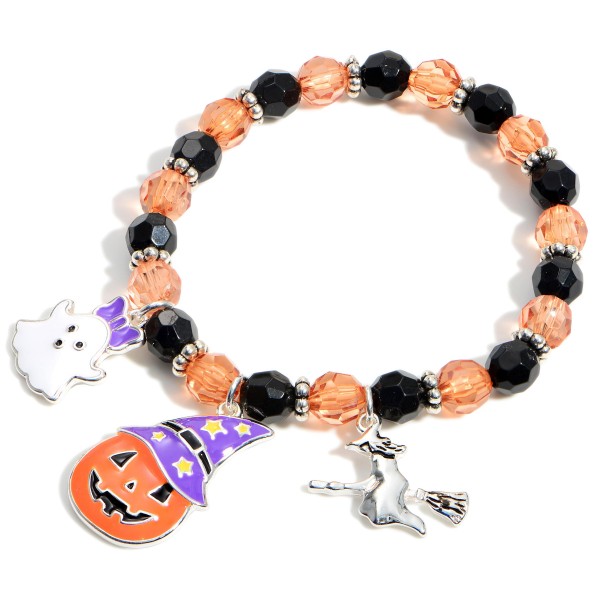 Beaded Charm Bracelet Featuring Halloween Themed Charms