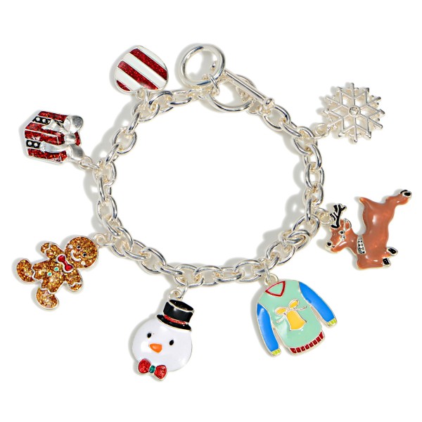 Christmas Silver Link Charm Bracelet

- Adjustable 7.5" - 8" Length
- Toggle Closure