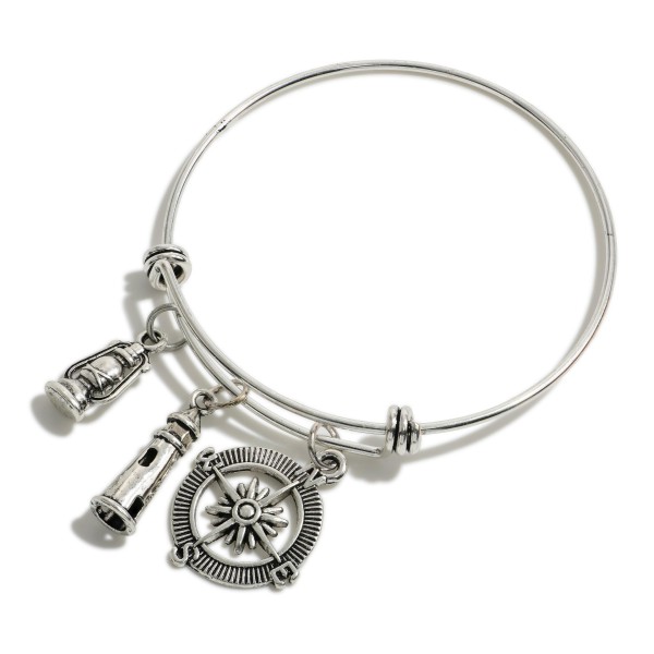 Metal Tone Charm Bangle

- Approximately 2.5" Diameter