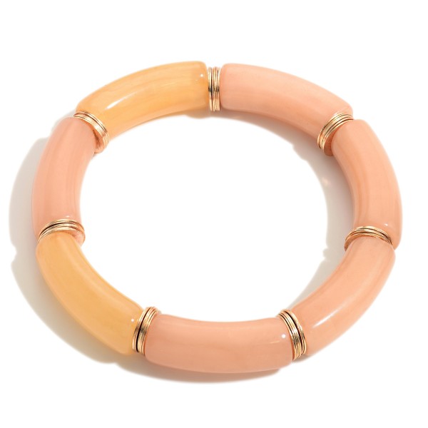 Acrylic Tube Bead Stretch Bracelet With Gold Beaded Accents

- Approximately 3" Diameter