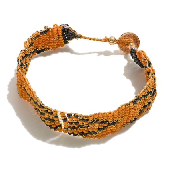 Wholesale flat Beaded Bracelet Button Closure