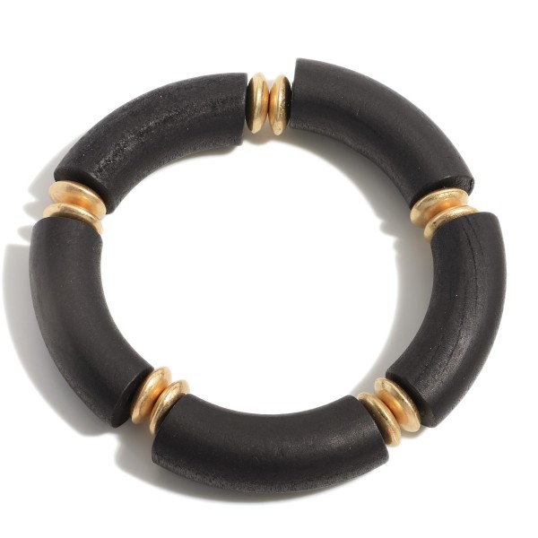 Wholesale wooden Stretch Bracelet Gold Accents Diameter