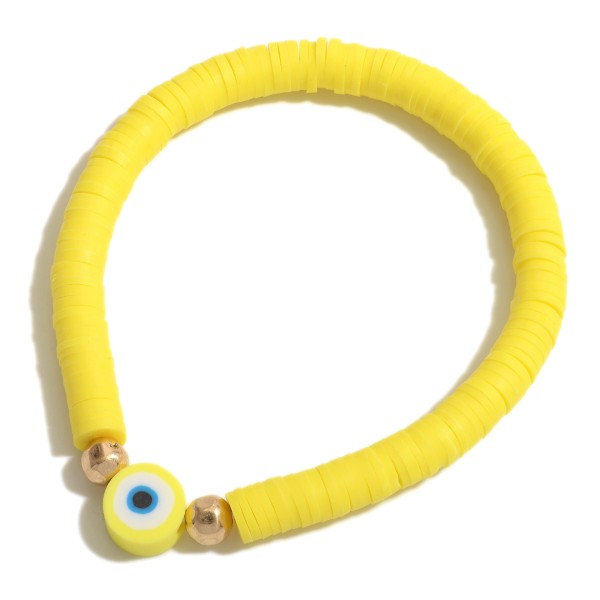 Wholesale heishi Bead Stretch Bracelet Evil Eye Accent Diameter