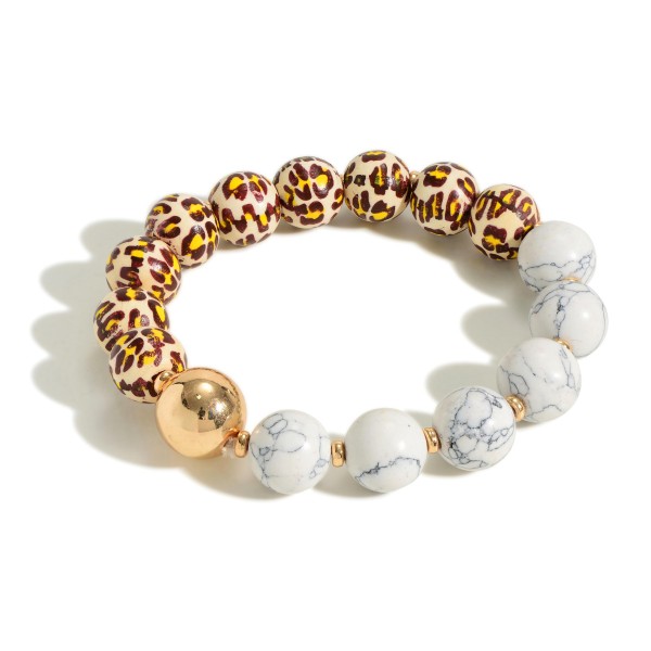 Wholesale animal Print Stone Beaded Stretch Bracelet Diameter