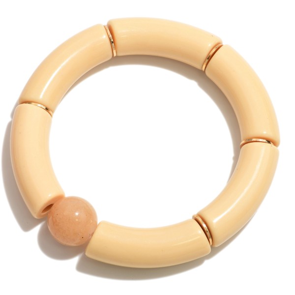 Acrylic Tube Bead Stretch Bracelet Featuring Chunky Bead Focal Point

- Approximately 2.5" Diameter