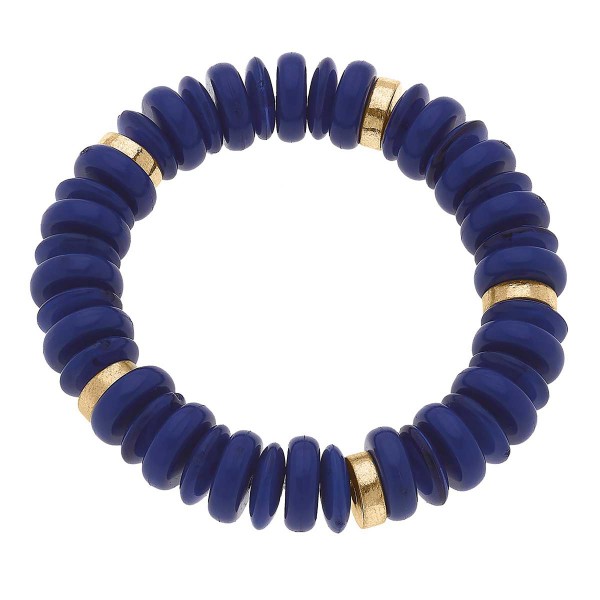 Beaded Acrylic Resin Stretch Bracelet With Gold Accents

-One Size Fits Most