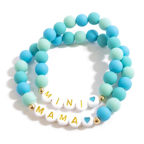 Wholesale mama Mini Matte Beaded Stretch Bracelet Set Mini Diameter Mama Diamet
