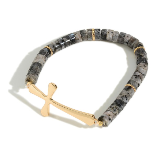 Wholesale stretchy Beaded Bracelet Sideways Cross Diameter