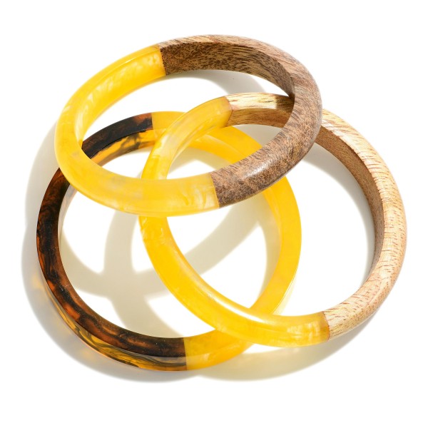 Wood And Resin Stackable Bangle Bracelet Set of 3

- Approximately 2.5" Diameter 