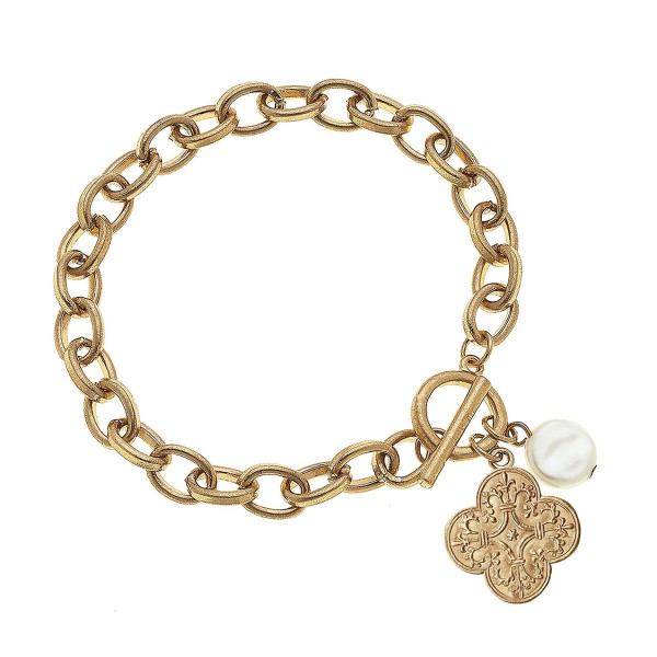 Wholesale french Quatrefoil T Bar Charm Bracelet L