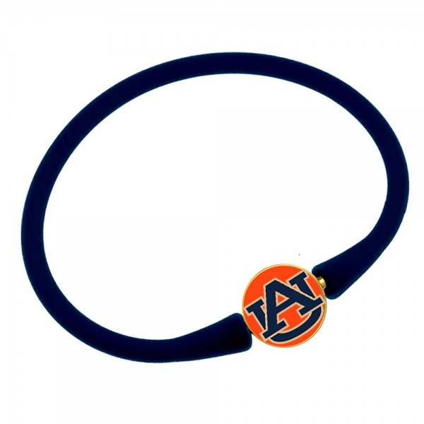 Officially Licensed Auburn Camille Silicone Bracelet.

- Approximately 2.5" Diameter
- 24k Gold-Plated Bead