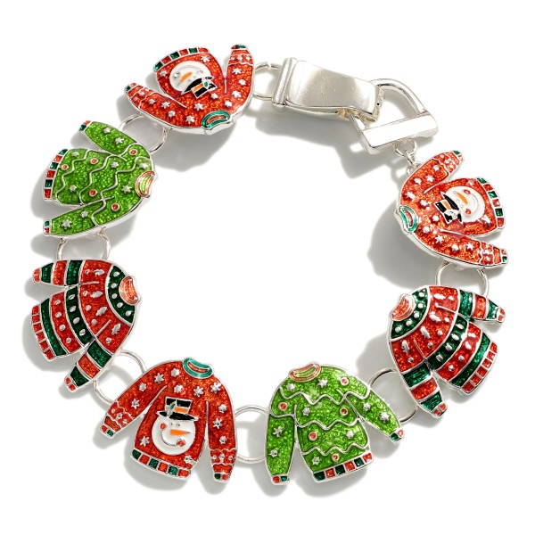 Wholesale silver Linked Ugly Christmas Sweater Charms Bracelet Diameter