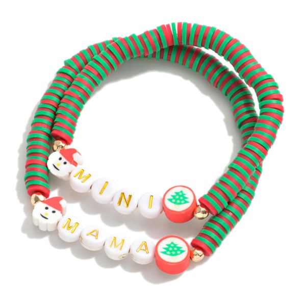Wholesale mama Mini Christmas Heishi Bead Stretch Bracelet Set Mini Diameter Mam