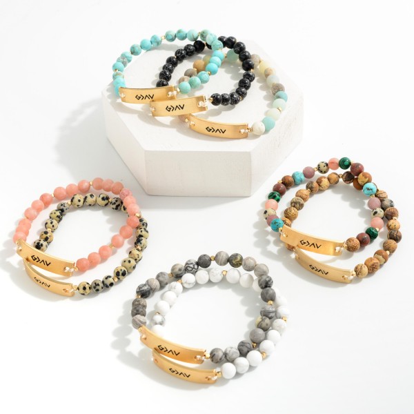 God is Greater Than the Highs and the Lows Pendant Natural Stone Beaded Stretch Bracelet
- Approximately 2.5" Diameter