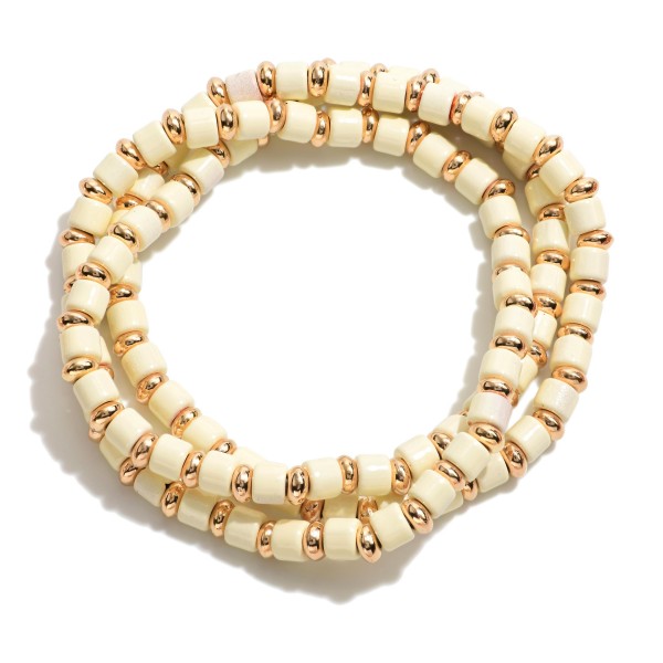 Wholesale set Three Beaded Stretch Bracelets Metal Details Diameter